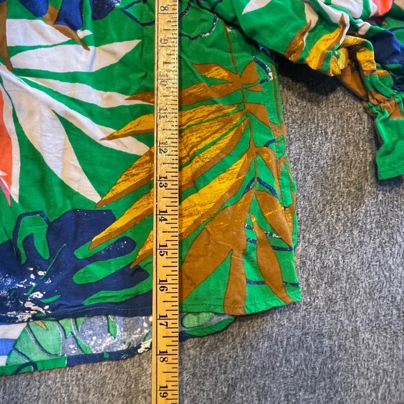 Jealous Tomato‎ Tropical Print Off Shoulder Blouse Green Blue Women's - Picture 5 of 7